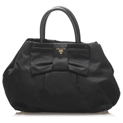 Prada Black Tessuto Bow Handbag Nylon Cloth ref.276181